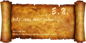 Bóday Nándor névjegykártya